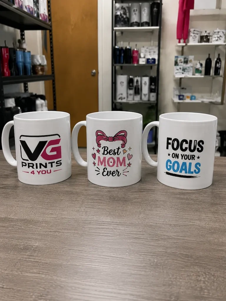 Personalized mugs for gifts, businesses, schools, teams, events and promotional branding.