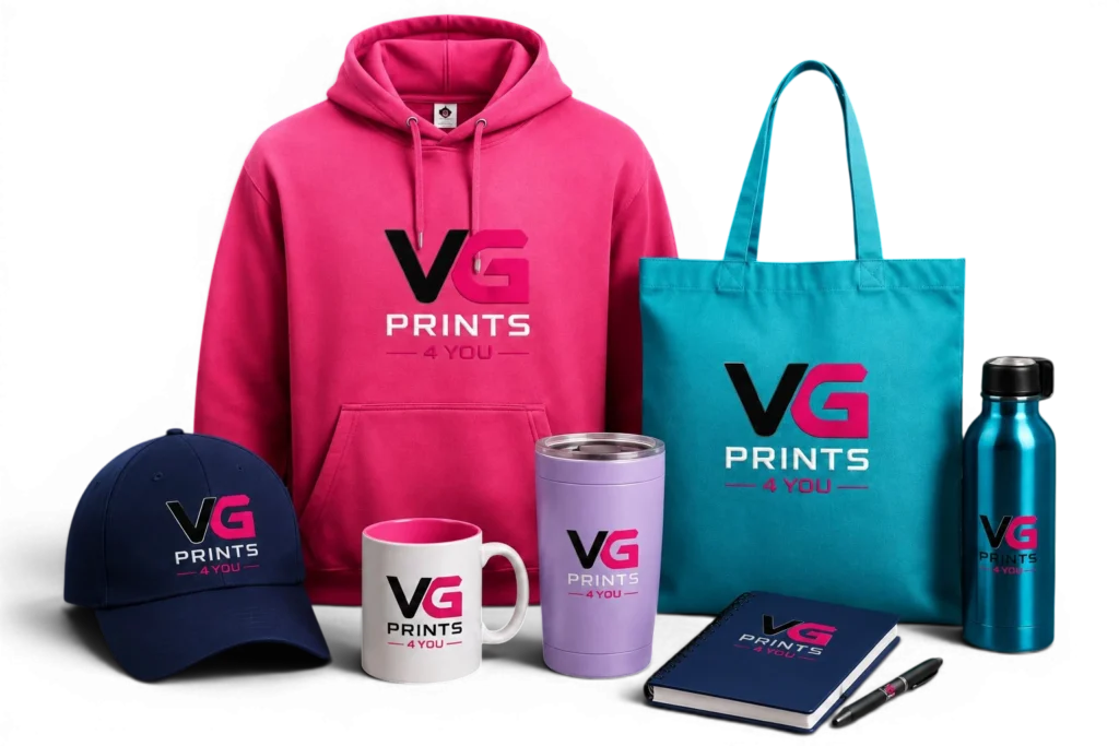 Custom Printing & Promotional Products including custom apparel, drinkware, tote bags, and branded merchandise
