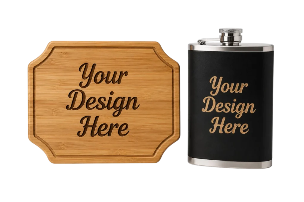 Premium custom laser engraving on wood and stainless steel for personalized gifts, business awards, corporate recognition, branded promotional products, plaques, flasks, and custom keepsakes. Precision engraved by VG Prints 4 You in Coral Springs, Florida, with nationwide shipping.