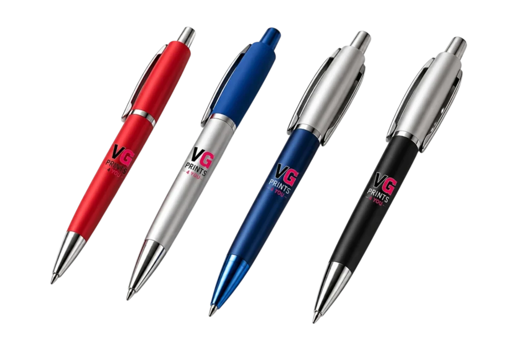 Premium custom promotional pens personalized with your company logo, business name, or custom design. Ideal for trade shows, corporate events, employee gifts, client giveaways, schools, healthcare, and marketing campaigns. Professionally printed by VG Prints 4 You in Coral Springs, Florida, with nationwide shipping.